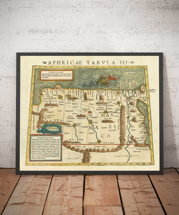 Antica mappa storica del Nord Africa del 1545 di Sebastian Munster - Babilonia, Il Cairo, Fiume Nilo, Alessandria, Egitto 