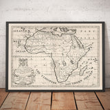 Old Map of Africa in 1700 by Edward Wells - Egypt, Canary Islands, Negroland, Sahara, Madagascar, Guinea, Congo