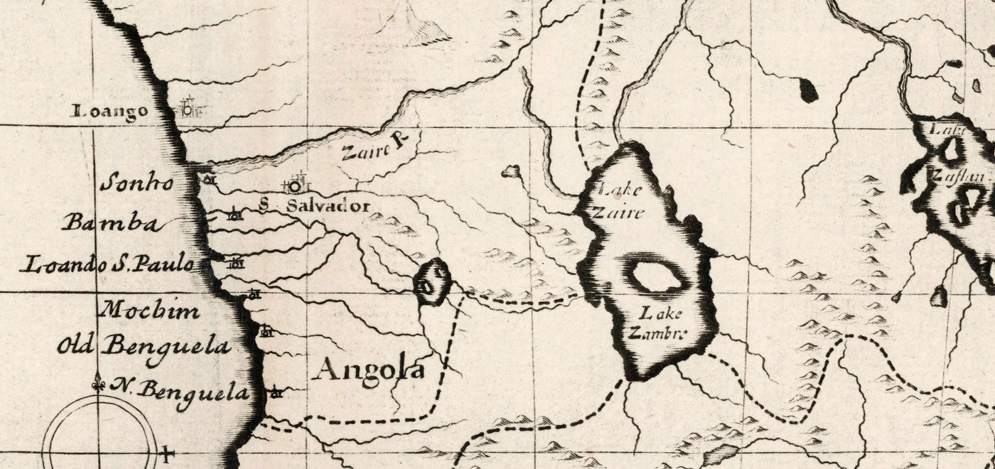 Ancienne carte de l'Afrique en 1700 par Edward Wells - Égypte, îles Canaries, Négroland, Sahara, Madagascar, Guinée, Congo