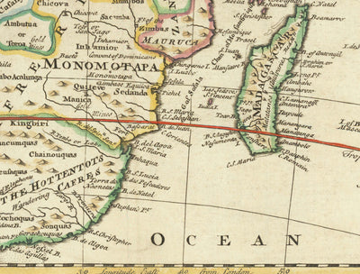 Rare ancienne carte de l'Afrique, 1747 de Emanuel Bowen - Pre-colonial, handicapé - Trade esclave, Negroland, Ethiopie, Barbarie, Nubie