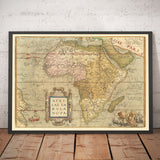 Old Map of Africa by Abraham Ortelius, 1570 - First Map of African Continent - Nubia, Zanzibar, Central Africa, Nile