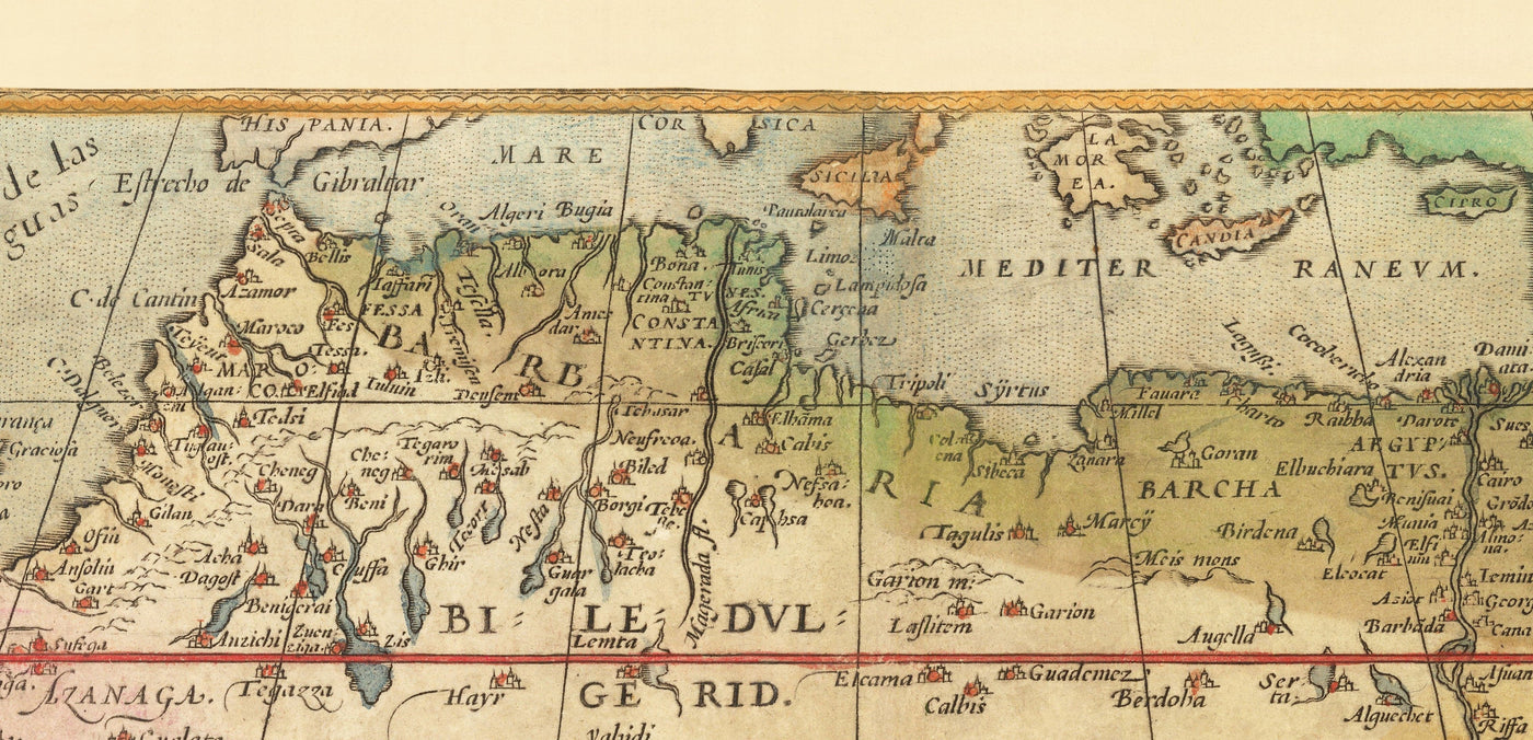 Alte Karte von Afrika von Abraham Ortelius, 1570 - Erste Karte des afrikanischen Kontinents - Nubia, Sansibar, Zentralafrika, Nil