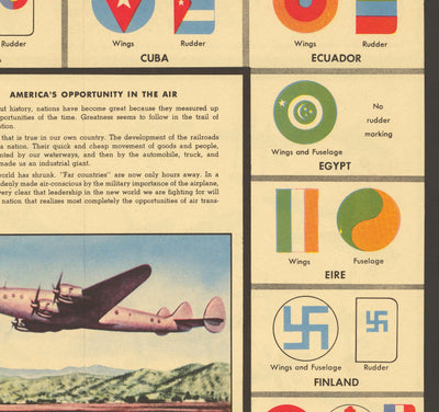 Alte Air Force-Weltkarte, 1943 - Emblem, Insignien, Round-Grafik - Flugzeug- und Luftfahrtgeschichte