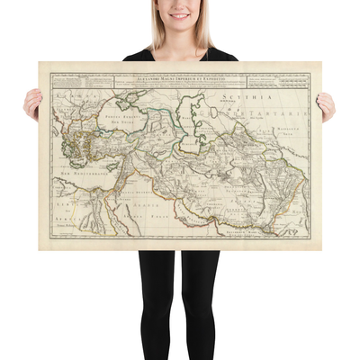 Alte Karte des Reiches von Alexander dem Großen, 1731 - 336-323 v. Chr., Ägypten, Türkei, Naher Osten, Persien, Afghanistan