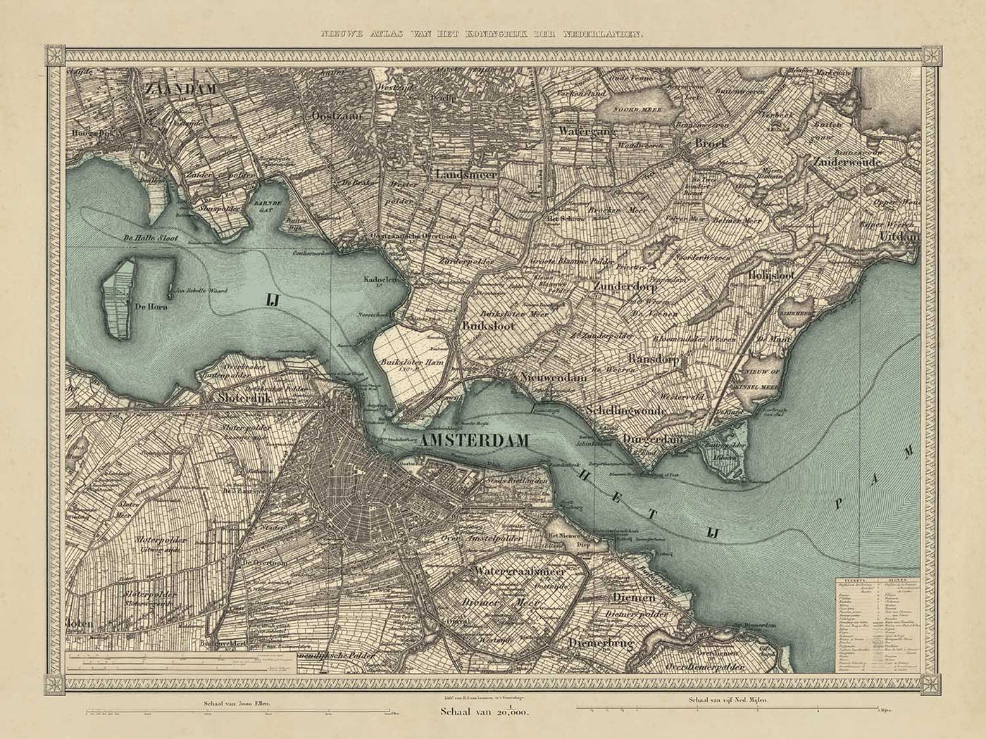 Handgefertigte alte Karte (Niederlande) - Machen Sie Ihre eigene 1800er Topographische Bureau Kadaster Karte