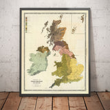 Alte Karte von Altbritannien, 1856 - Wales, Erse, Gälisches Irland, Pikten, keltische Eisenzeit-Stämme, Silures 