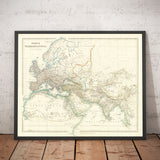 Ancienne carte du monde antique par Arrowsmith, 1822 - Europe médiévale, Moyen-Orient, Afrique - Orbis Veteribus Notus