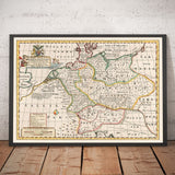 Ancienne carte de l'Allemagne antique, 1712 - Germanie, tribus germaniques, Noricum, Raie, Autriche, Suisse, Pologne, Danemark