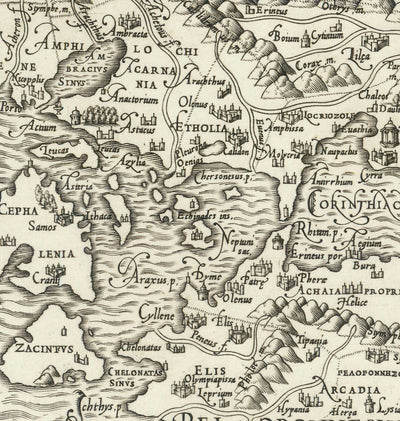 Alte Karte des antiken Griechenlands, 1558 von Salamanca - Mazedonien, Balkan, Kreta, Rhodos, Türkei, Asien Minor
