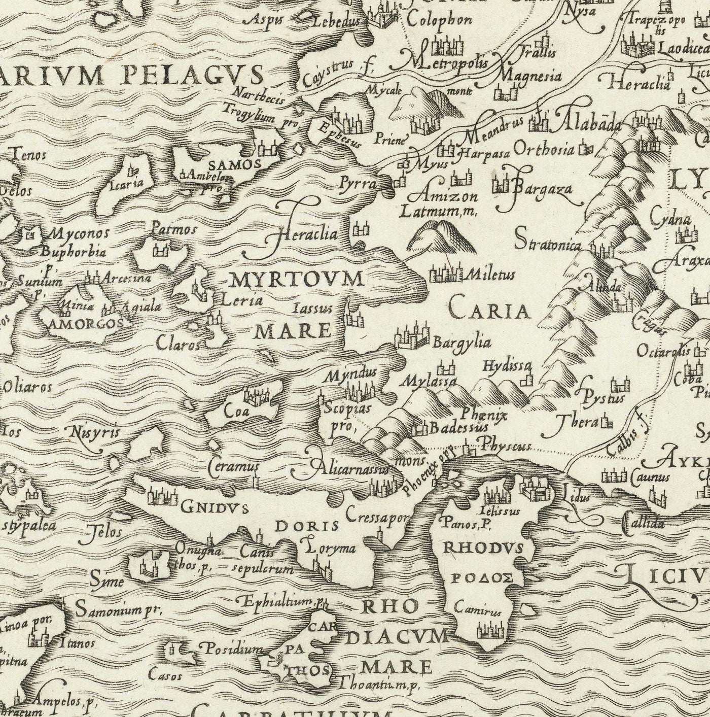 Ancienne carte de la Grèce antique, 1558 par Salamanque - Macédoine, Balkans, Crète, Rhodes, Turquie, Asie Mineure