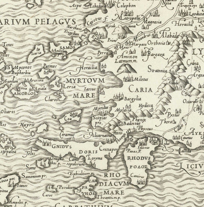 Old Map of Ancient Greece, 1558 by Salamanca - Macedonia, Balkans, Crete, Rhodes, Turkey, Corfu