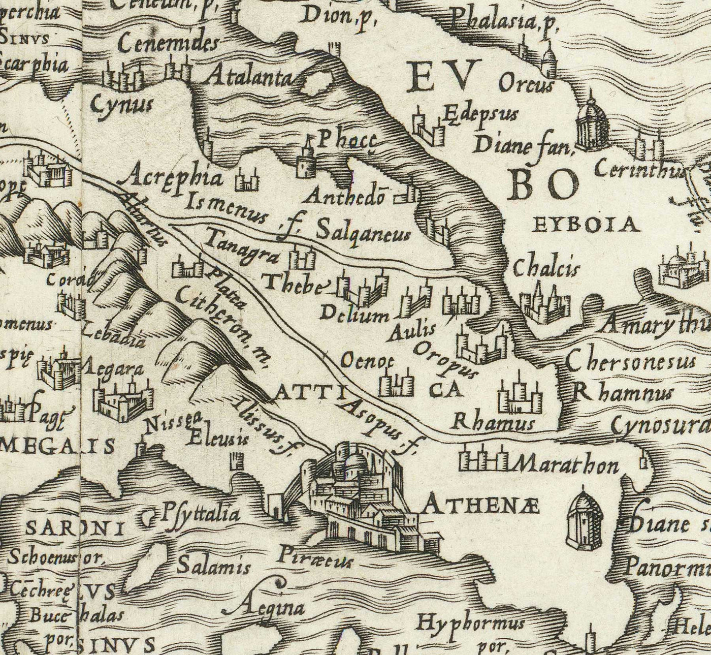 Ancienne carte de la Grèce antique, 1558 par Salamanque - Macédoine, Balkans, Crète, Rhodes, Turquie, Asie Mineure