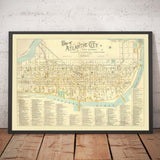 Old Map of Atlantic City, New Jersey, in 1891 by AY Lee - Boardwalk, Pacific, Baltic, Atlantic, Delaware Avenue