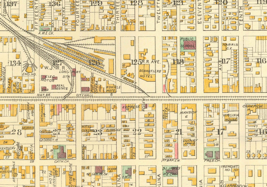 Mappa antica di Atlantic City, New Jersey, nel 1891 di AY Lee - Boardwalk, Pacific, Baltic, Atlantic, Delaware Avenue 