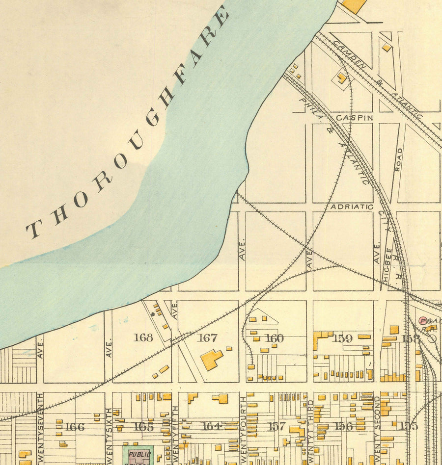 Mappa antica di Atlantic City, New Jersey, nel 1891 di AY Lee - Boardwalk, Pacific, Baltic, Atlantic, Delaware Avenue 