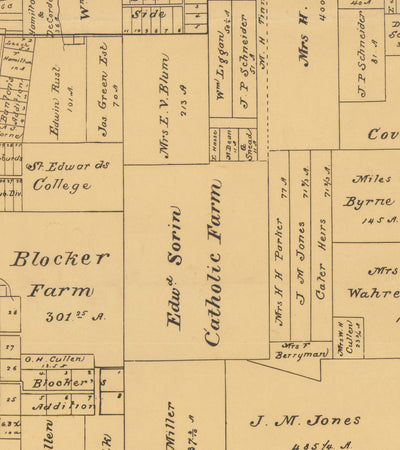 Seltene alte Karte von Austin, Texas im Jahr 1891 - sehr früher Stadtplan, staatliche Kapitol, Eisenbahn, Ut Austin, Austin Dam