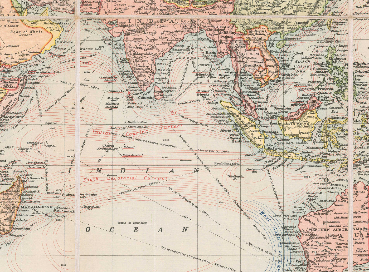 Uk Map 1908 Old World Map by Bacon, 1908 - Large Rare Atlas - Shipping Lanes, Merc ...