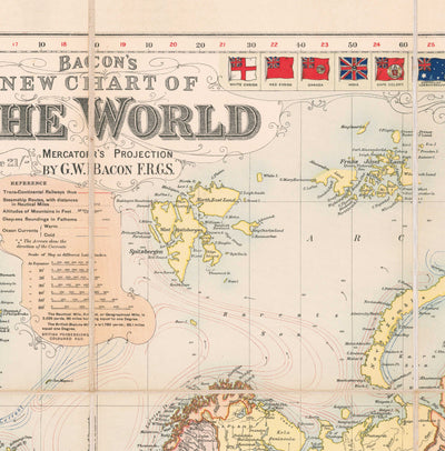 Uk Map 1908 Old World Map by Bacon, 1908 - Large Rare Atlas - Shipping Lanes, Merc ...
