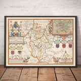 Old Map of Bedfordshire 1611 by John Speed - Bedford, Luton, Dunstable, St Neots, Leighton Buzzard
