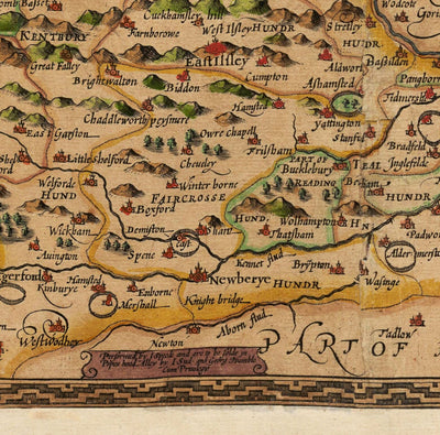Ancienne carte du Berkshire, 1611, John Speed - Reading, Slough, Bracknell, Maidenhead