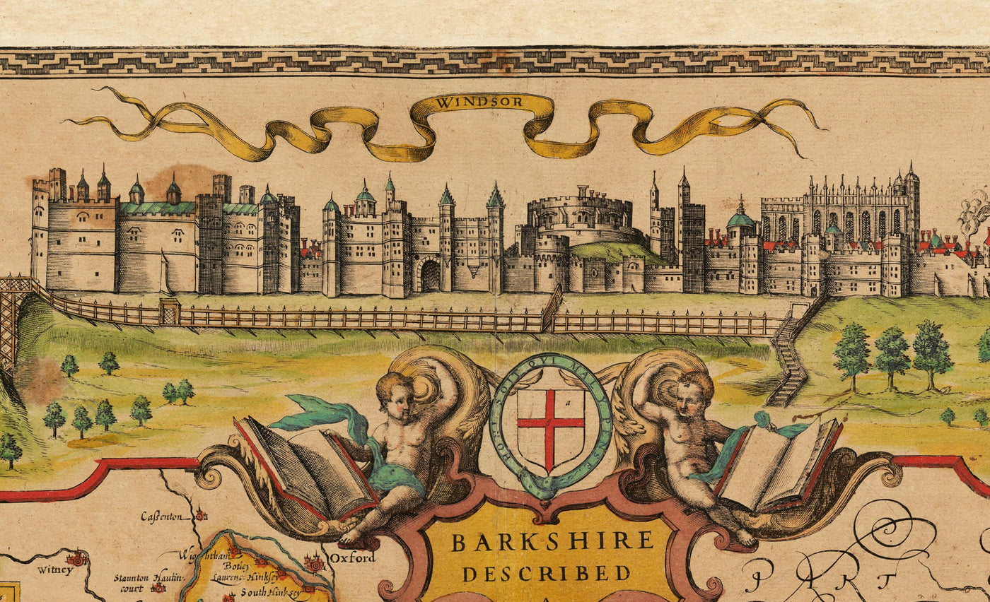 Antiguo mapa de Berkshire, 1611, John Speed - Reading, Slough, Bracknell, Maidenhead