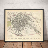Ancienne carte de Berlin en 1833 par SDUK - Allemagne, Tiergarten, Alexanderplatz, Mur de Berlin, Porte de Brandebourg