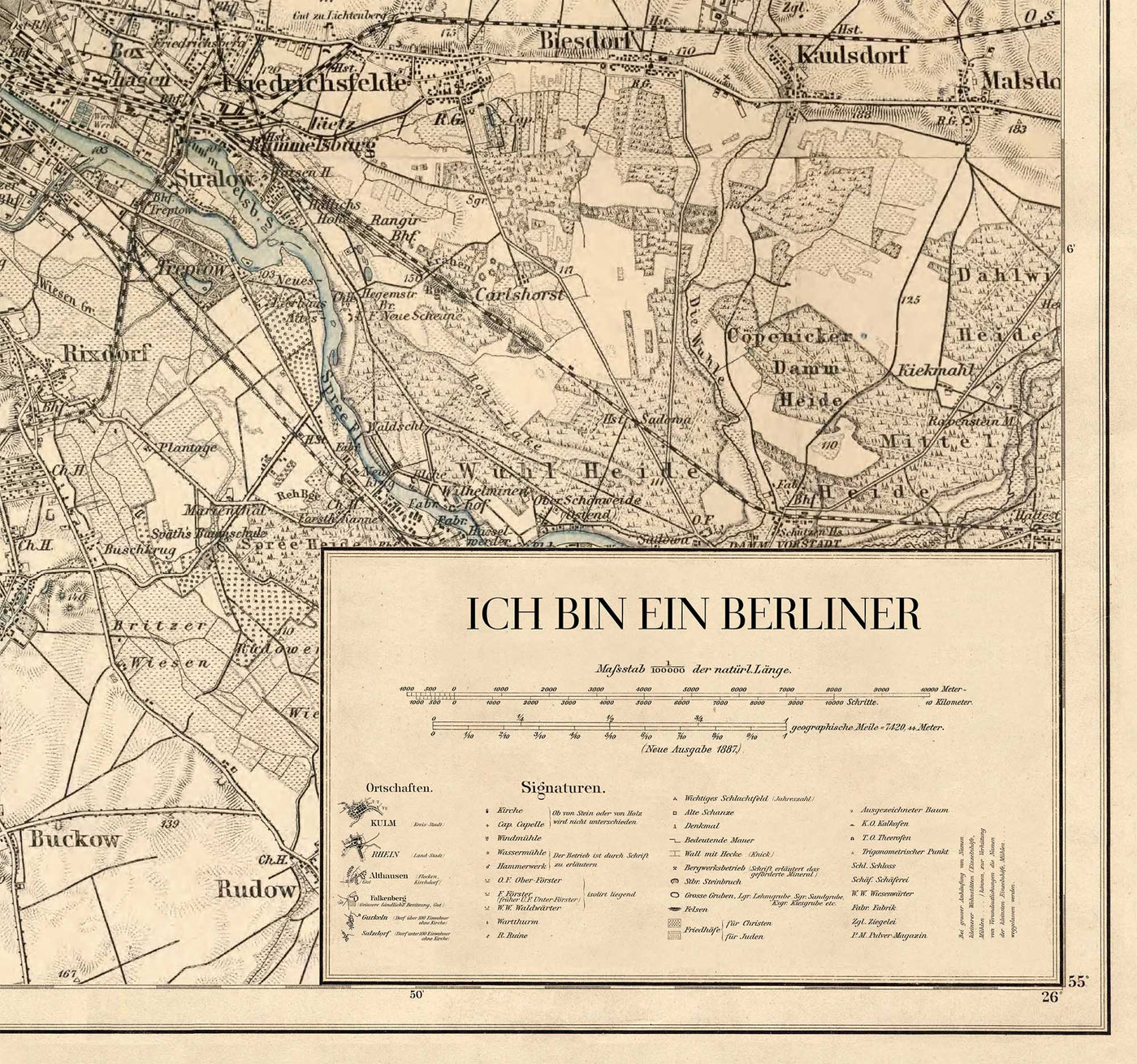 Carte ancienne faite à la main (Allemagne) - Faites votre propre carte d'arpentage du Reich des années 1800 (Reichsamt für Landesaufnahme)