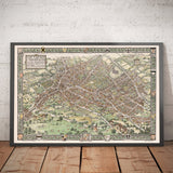 Old Pictorial Map of Birmingham in 1730 by Bernard Sleigh