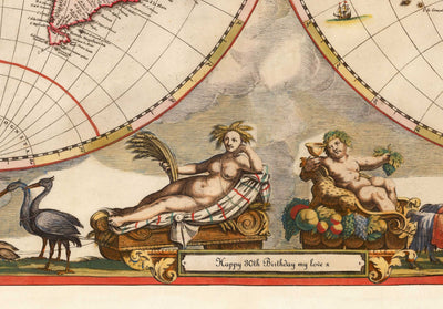 Ancienne carte de la Terre plate avec les dirigeants du monde, 1921 - voies de navigation, Staline, Mussolini, le roi George, Hoover