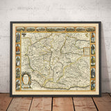 Antica mappa della Boemia del 1626 di John Speed - Repubblica Ceca, Praga, Baviera, Moravia, Europa centrale 