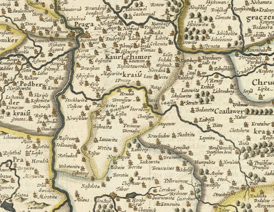 Ancienne carte de la Bohême en 1626 par John Speed - Tchéquie, Prague, Bavière, Moravie, Europe centrale