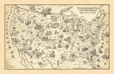 Old Alcohol Bootlegger's Map of the United States, 1926 von McCandlish - Prohibition-Era Comic Map of the US