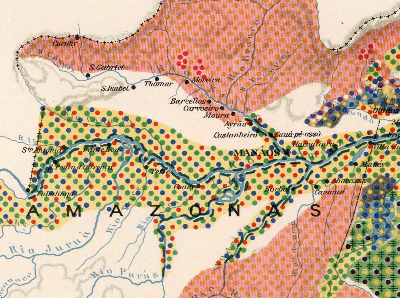 Ancienne carte du Brésil Agrologie, 1908 - Agriculture, Géologie, Roches, Sol - Rio, Porto Alegre, Amazonie