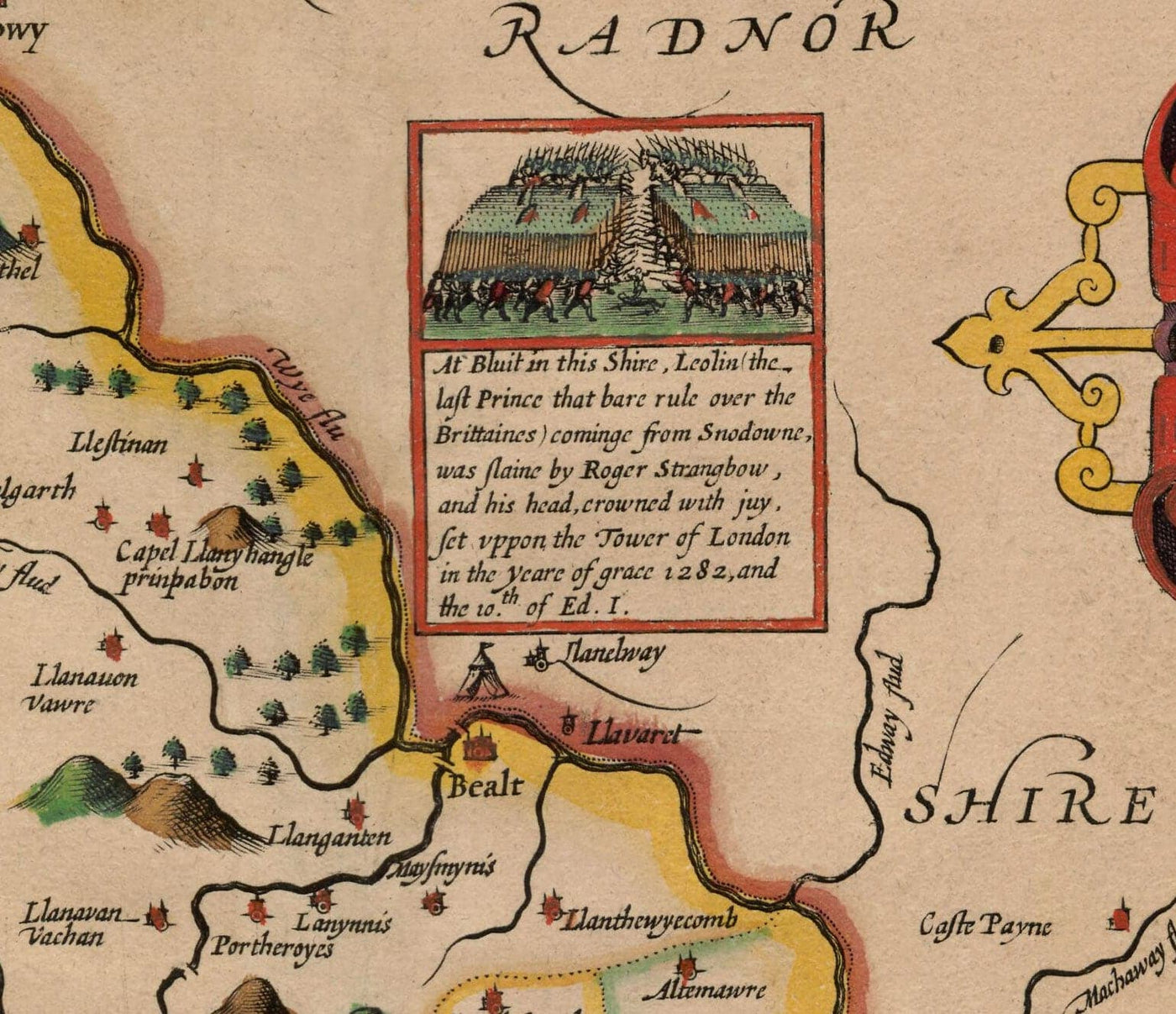 Old Map of Brecon Wales, 1611 by John Speed - Beacons, Crickhowell, Po ...