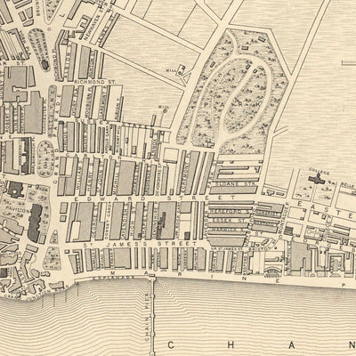 Alte Karte von Brighton im Jahr 1851 von J. & F. Tallis - Gassen, Pier, Parade, Alte Steine, Kemptown, East Sussex