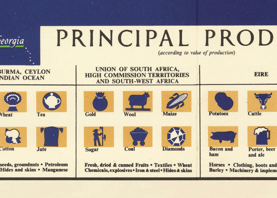 Alte Weltkarte des Britischen Commonwealth of Nations, 1942 - Britisches Empire, UK, Kanada, Australien, Dominions, Indien, Afrika 
