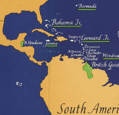 Viejo Mapa del Mundo de las Naciones Británico, 1942 - Imperio Británico, Reino Unido, Canadá, Australia, Dominios, India, África