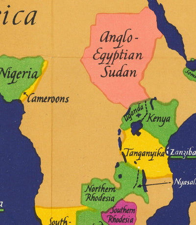 Vieux-Britanniques Commonwealth of Nations World Carte, 1942 - Empire britannique, Royaume-Uni, Canada, Australie, Dominions, Inde, Afrique
