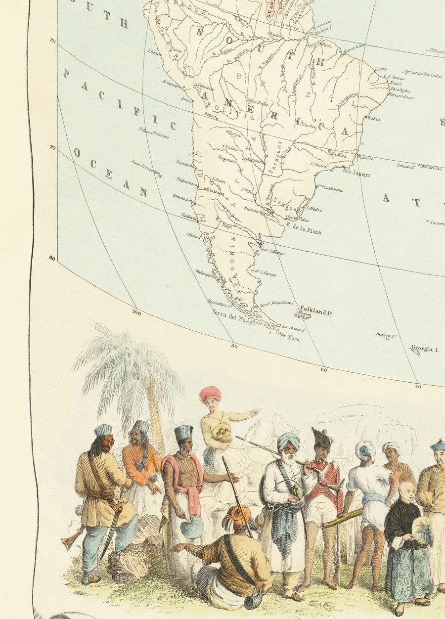 Alte Weltkarte des Britischen Empire, 1872 von Fullarton - Einwohner & Bevölkerung, Commonwealth, Kolonialismus 