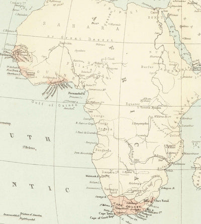 Old World Map of thet British Empire, 1872 by Fullarton - Inhabitants & Population, Commonwealth, Colonialism