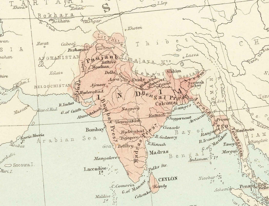 Alte Weltkarte des Britischen Empire, 1872 von Fullarton - Einwohner & Bevölkerung, Commonwealth, Kolonialismus 