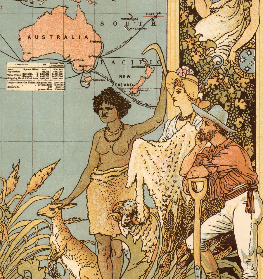 Alte britische Empire-Weltkarte, 1886 - Königin Victoria Jubiläums-Wandkarte von der "Graphic" 