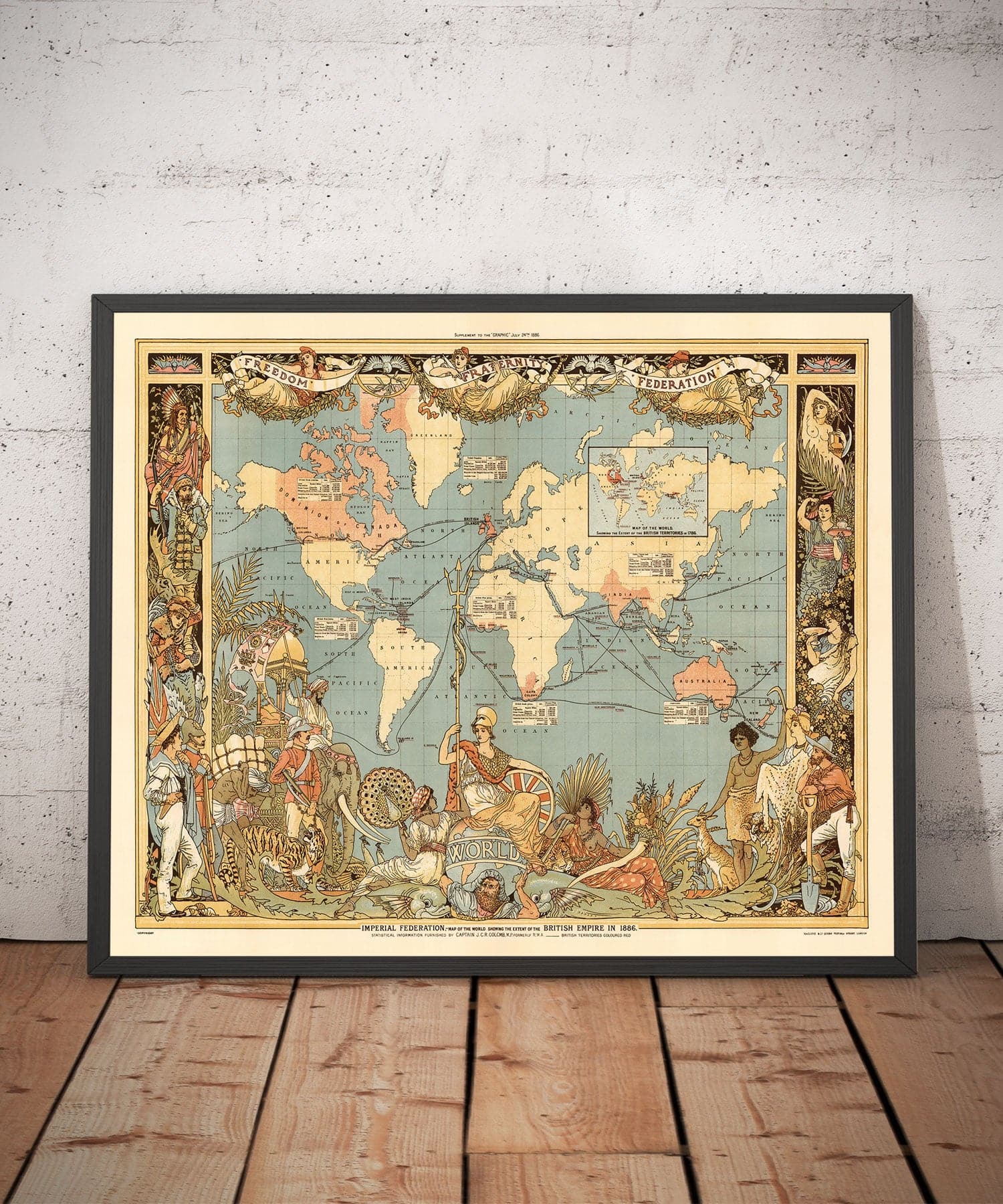 Old British Empire World Map, 1886 - Queen Victoria Jubilee Wall