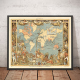 Old British Empire World Map, 1886 - Queen Victoria Jubilee Wall Chart by the "Graphic"