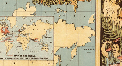 Britische Empire-Weltkarte, 1886 - Königin Victoria Jubiläums-Wanddiagramm von der "Grafik"