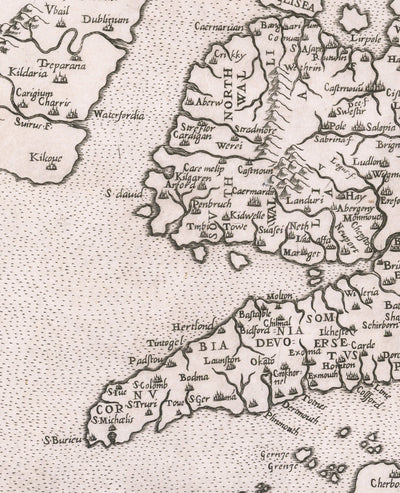 Mapa muy antiguo de las Islas Británicas, 1562 de George Lily - First True Mapa de Gran Bretaña e Irlanda - Versión Bertelli y Lafreri del mapa de George Lily