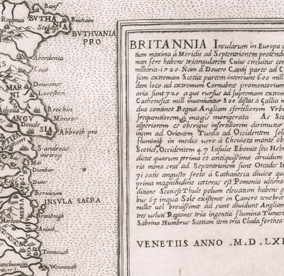 Mapa muy antiguo de las Islas Británicas, 1562 de George Lily - First True Mapa de Gran Bretaña e Irlanda - Versión Bertelli y Lafreri del mapa de George Lily