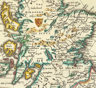 Mapa antiguo de Inglaterra, Gales y Escocia en 1645 por Jan Jansson - Antiguo Anglos Saxon Gran Bretaña Heparquía mapa