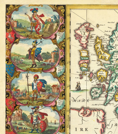 Alte Karte von England, Wales & Schottland im Jahre 1645 von Jan Jansson - Antike Anglo-Saxon Großbritannien Heptarchie Karte
