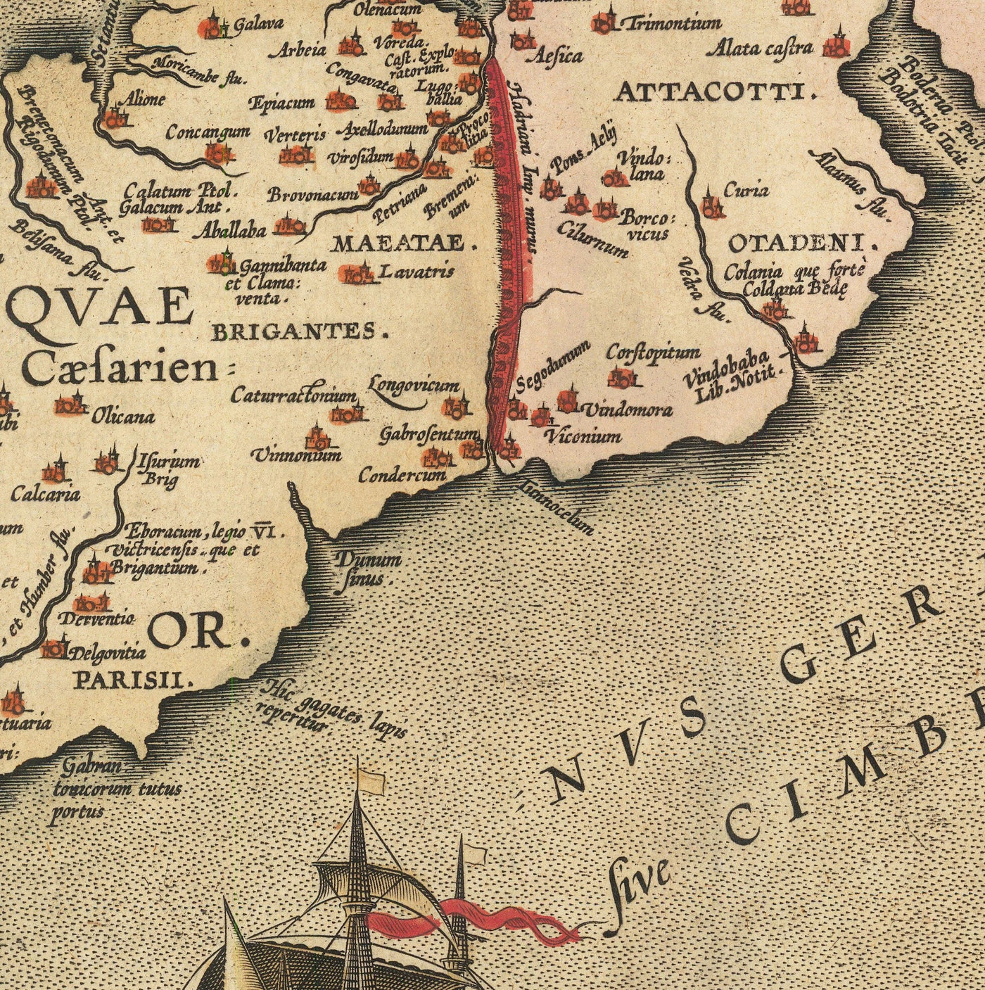 Viejo mapa de Islas Británicas por Abraham Ortelius, 1595 - Inglaterra, Irlanda, Gales, Escocia - Britannia, Hibernia